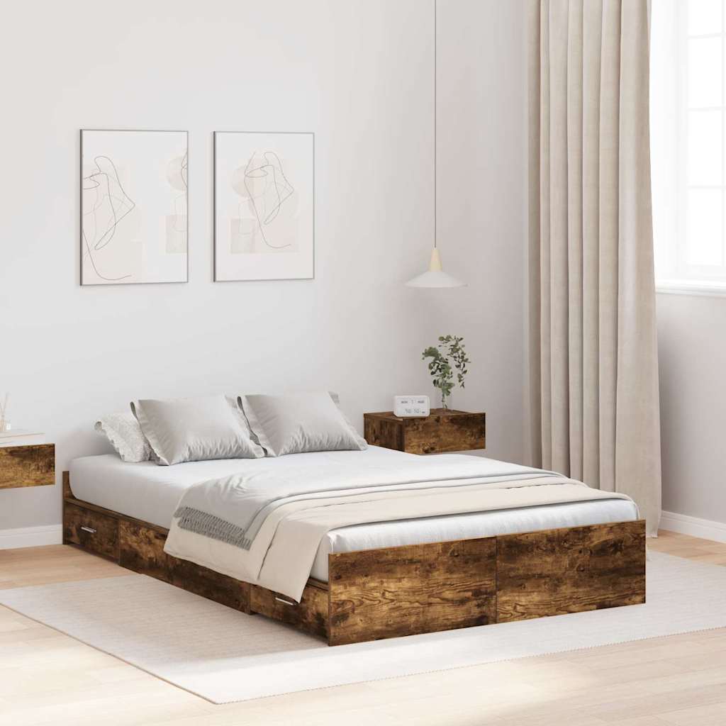Krevet s ladicama Dimljeni hrast 120 x 200 cm Konstruirano drvo