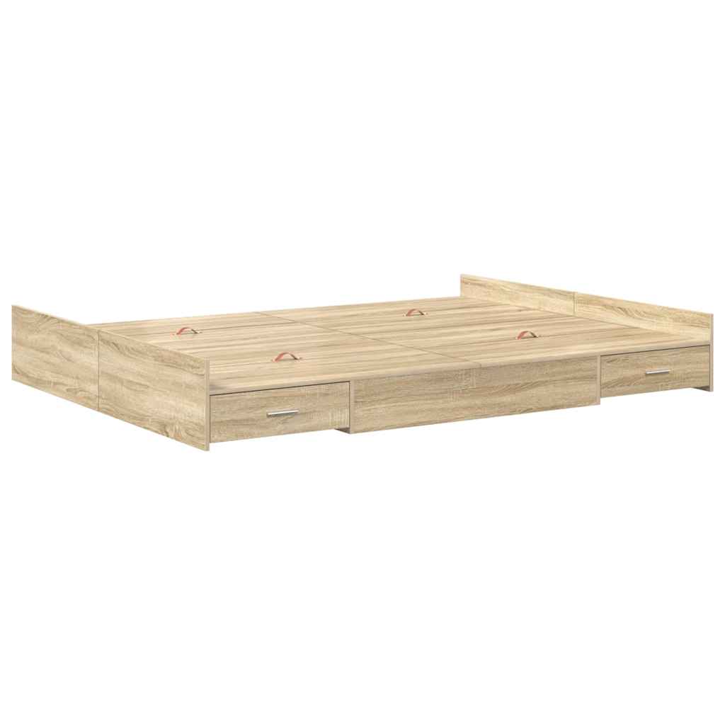 Krevet s ladicama Sonoma hrast 140 x 190 cm Konstruirano drvo