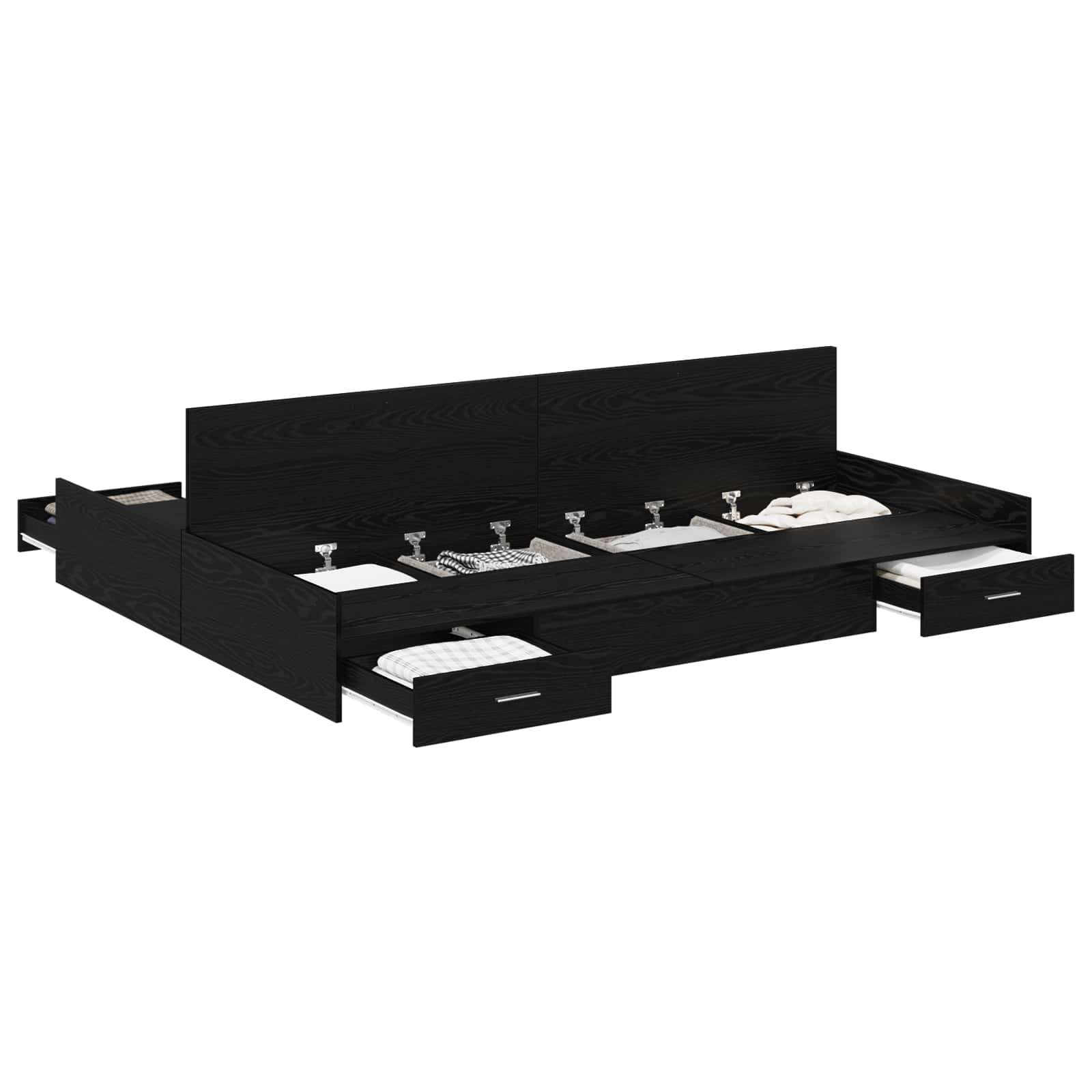 Krevet s ladicama Crni hrast 135 x 190 cm Konstruirano drvo