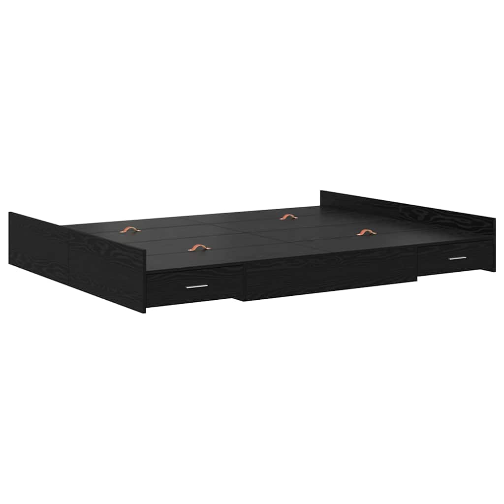 Krevet s ladicama Crni hrast 135 x 190 cm Konstruirano drvo