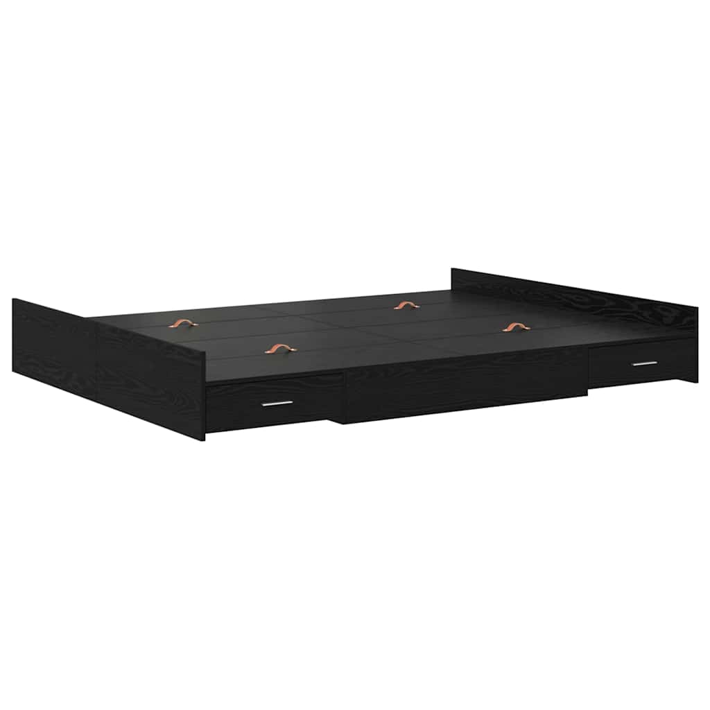 Krevet s ladicama Crni hrast 135 x 190 cm Konstruirano drvo
