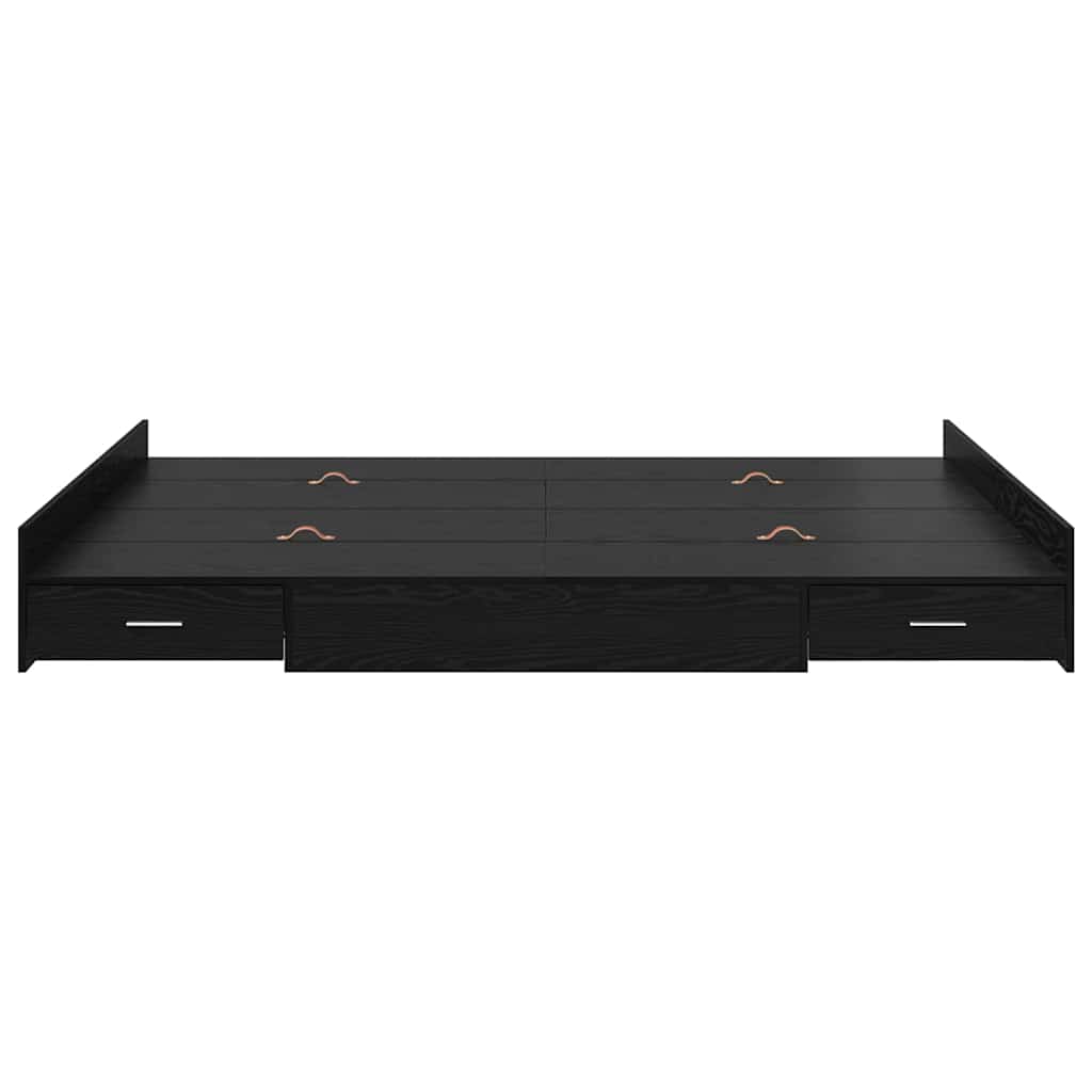 Krevet s ladicama Crni hrast 135 x 190 cm Konstruirano drvo