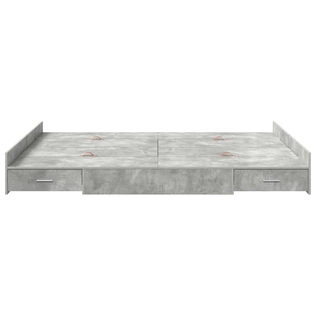 Krevet s ladicama Betonski sivi 135 x 190 cm Konstruirano drvo