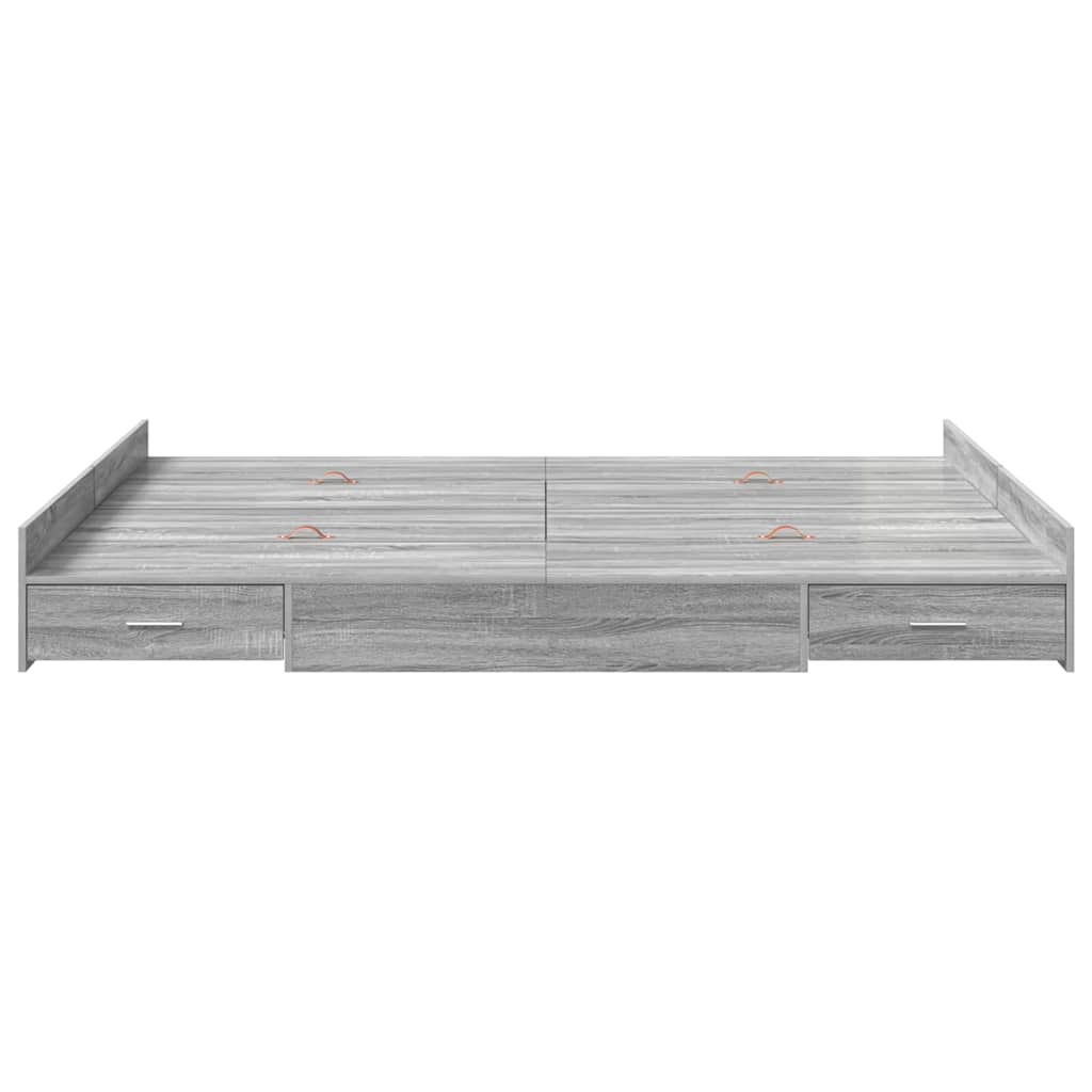 Krevet s ladicama Siva Sonoma 135 x 190 cm Konstruirano drvo