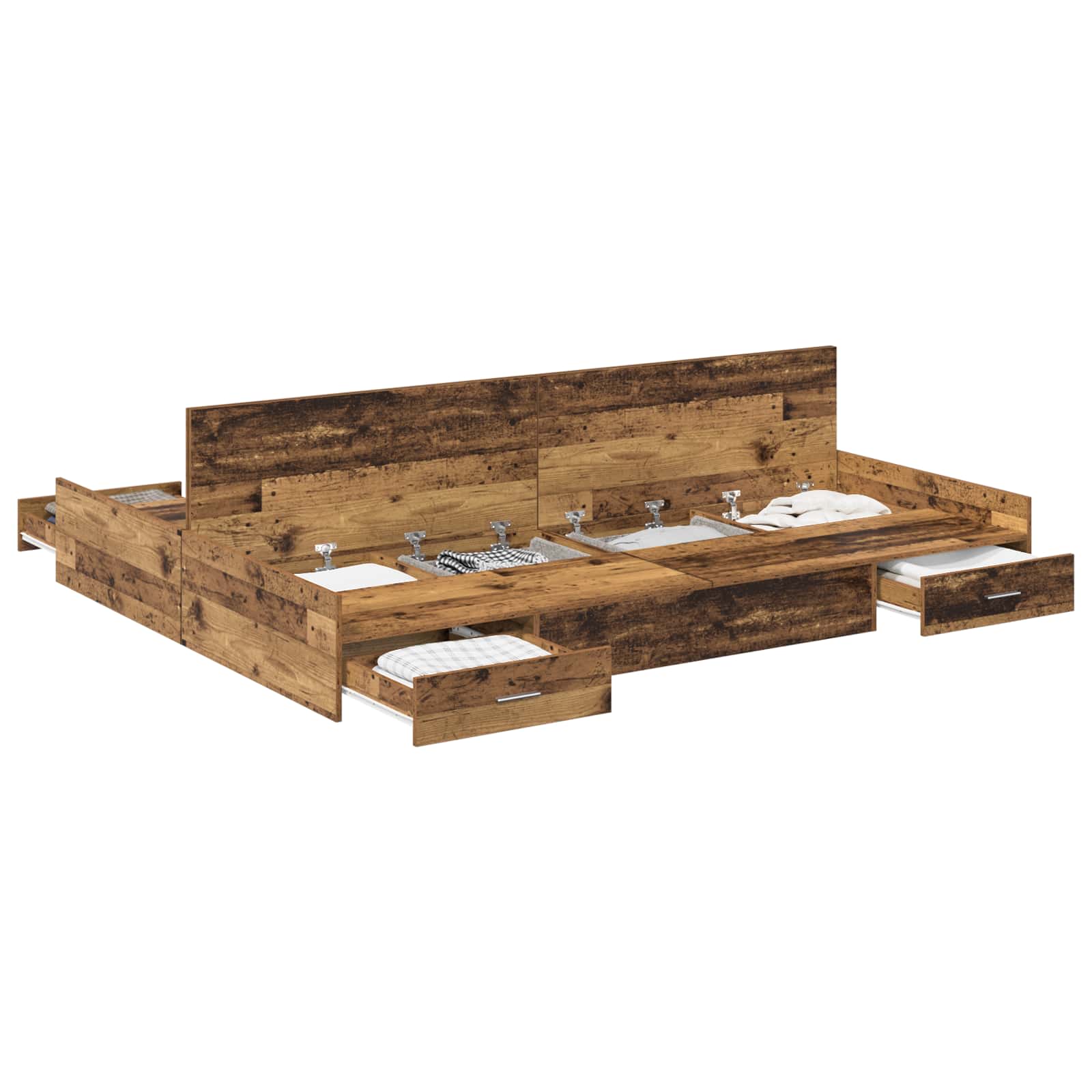 Krevet s ladicama Staro drvo 135 x 190 cm Konstruirano drvo