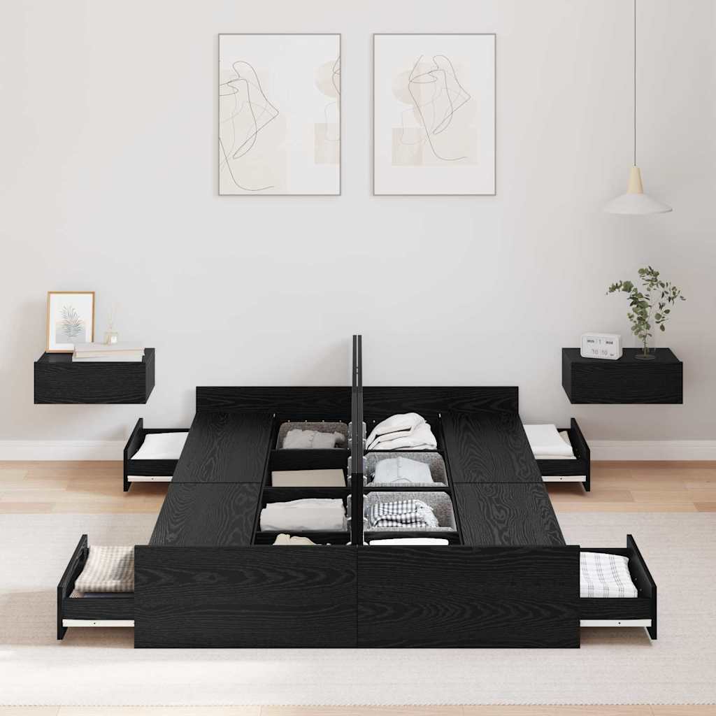 Krevet s ladicama Crni hrast 120 x 190 cm Konstruirano drvo