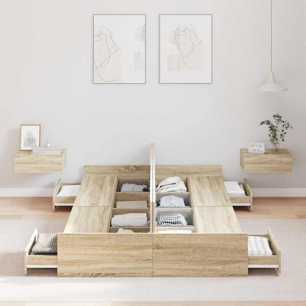 Krevet s ladicama Sonoma hrast 120 x 190 cm Konstruirano drvo