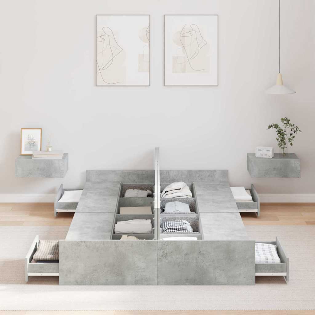 Krevet s ladicama Betonski sivi 120 x 190 cm Konstruirano drvo