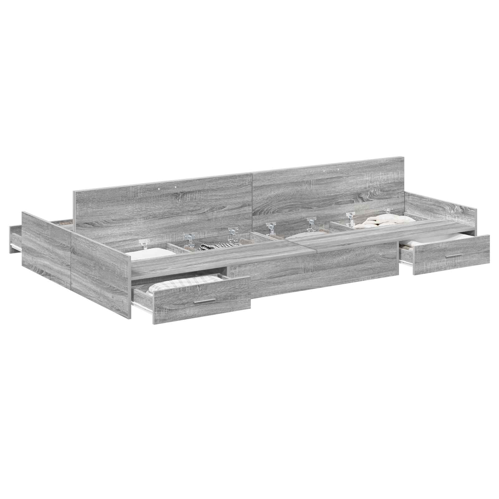 Krevet s ladicama Siva Sonoma 120 x 190 cm Konstruirano drvo