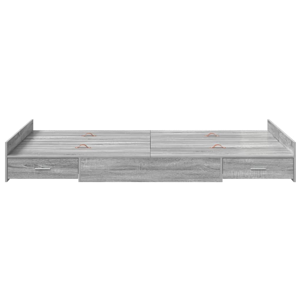 Krevet s ladicama Siva Sonoma 120 x 190 cm Konstruirano drvo