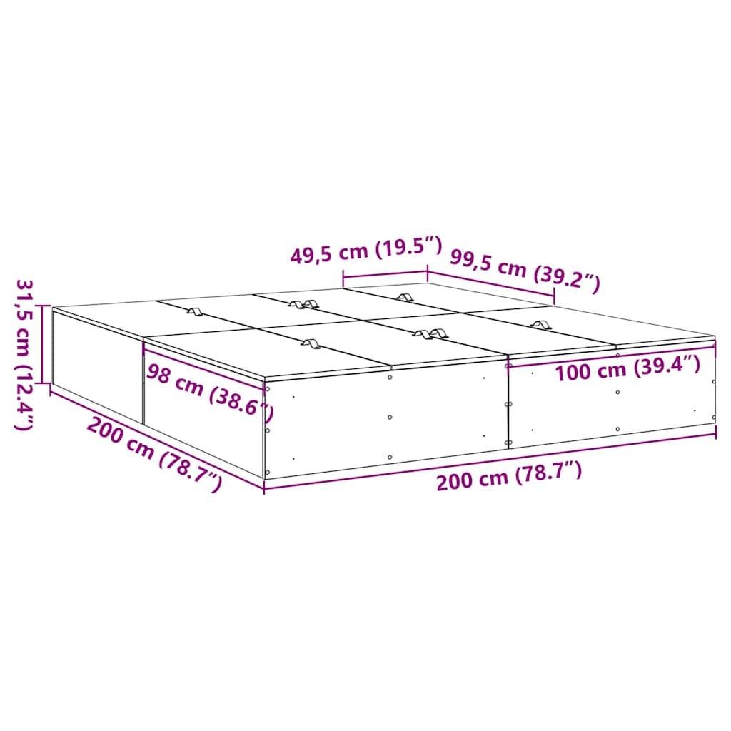 Krevet s ladicama Bijelo 200 x 200 cm Konstruirano drvo