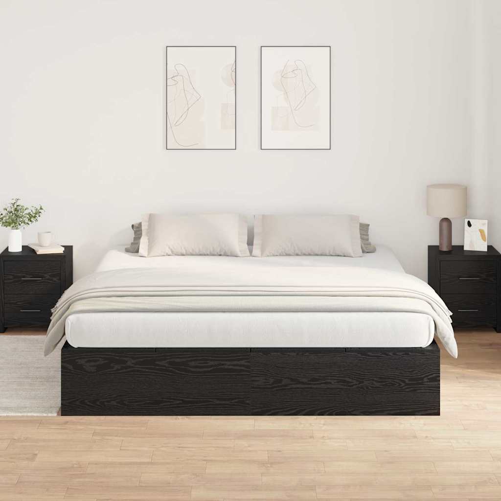 Krevet s ladicama Crni hrast 200 x 200 cm Konstruirano drvo