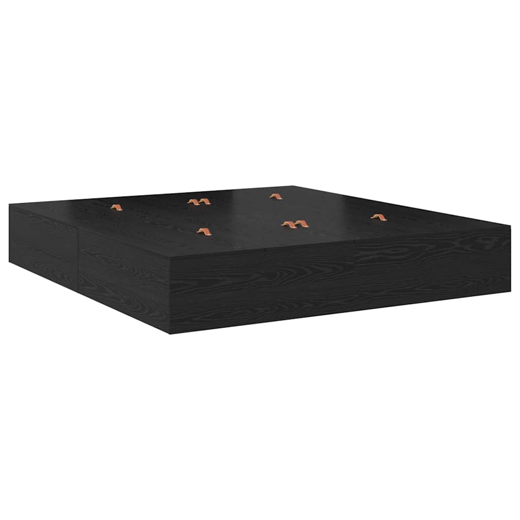 Krevet s ladicama Crni hrast 200 x 200 cm Konstruirano drvo
