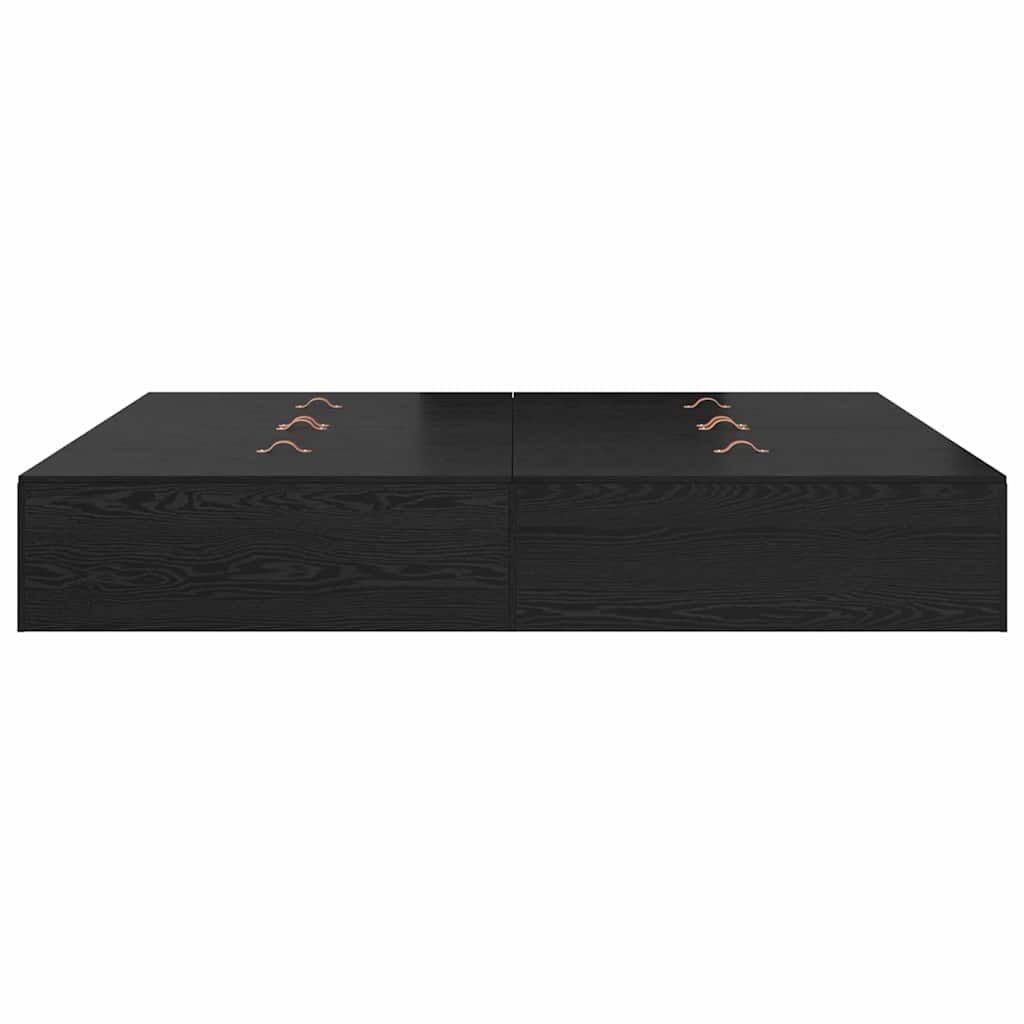 Krevet s ladicama Crni hrast 200 x 200 cm Konstruirano drvo
