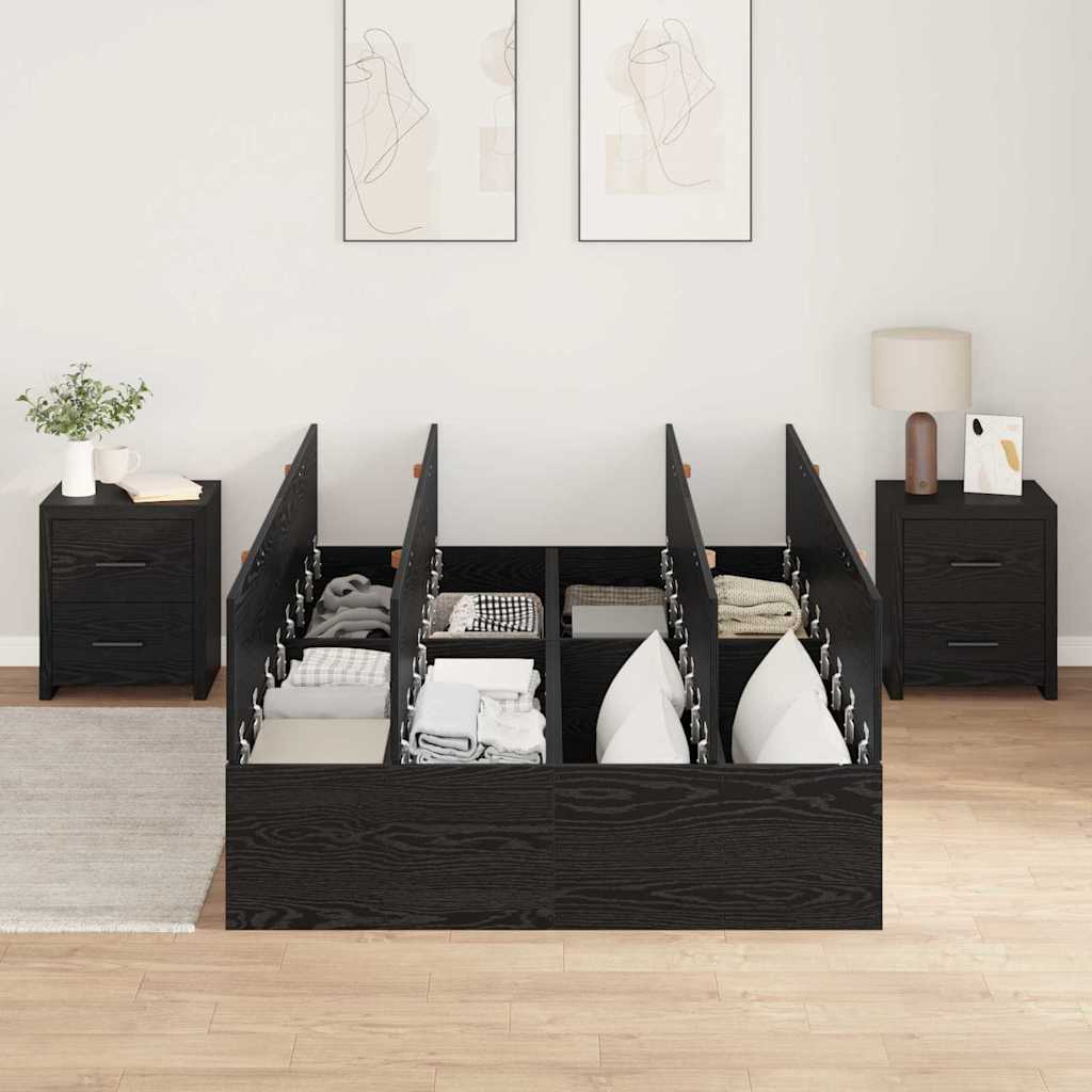 Krevet s ladicama Crni hrast 120 x 200 cm Konstruirano drvo