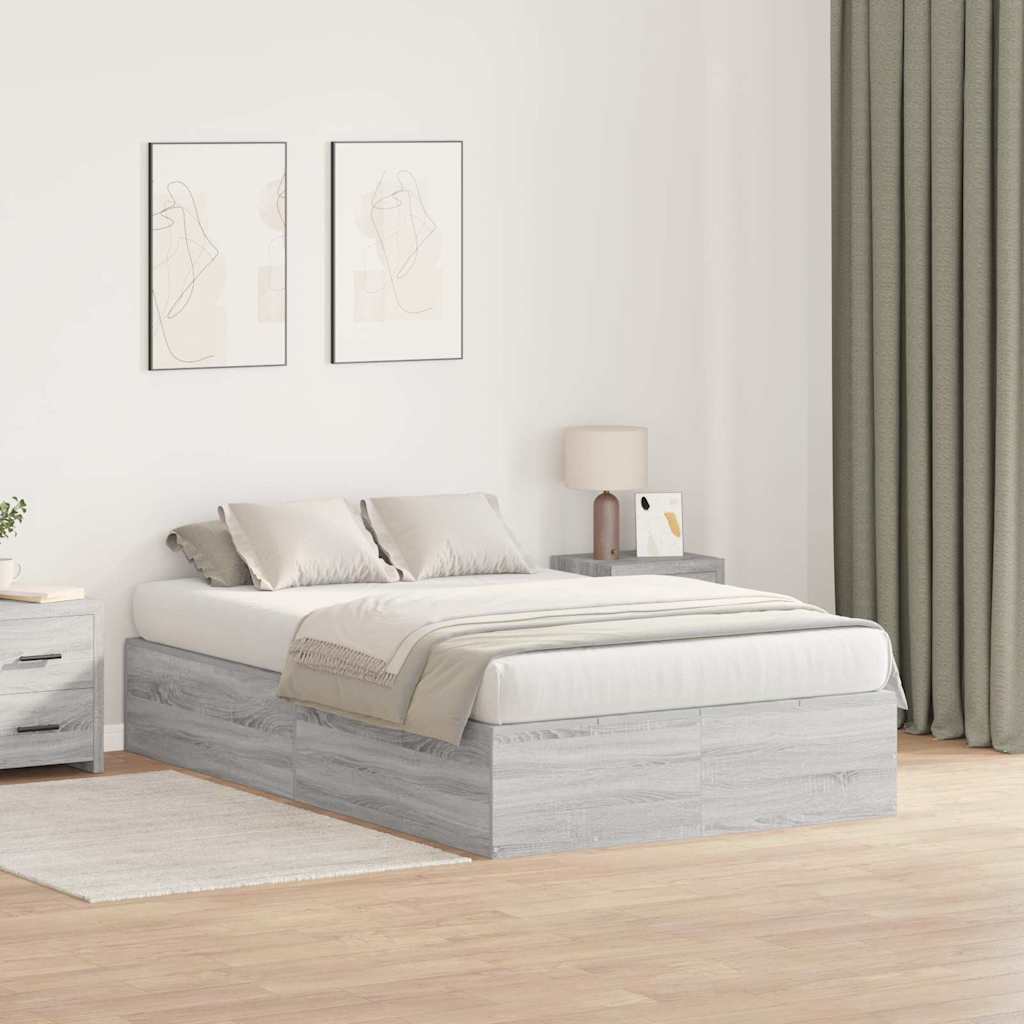Krevet s ladicama Siva Sonoma 120 x 200 cm Konstruirano drvo