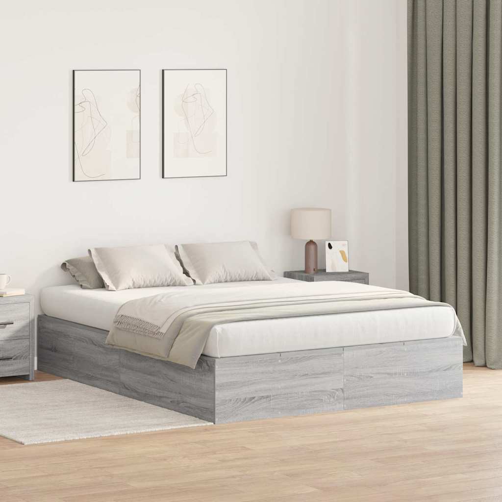 Krevet s ladicama Siva Sonoma 140 x 200 cm Konstruirano drvo