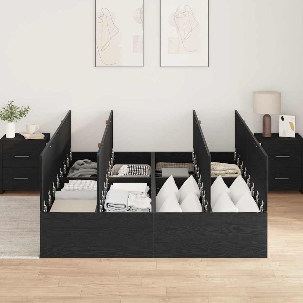 Krevet s ladicama Crni hrast 150 x 200 cm Konstruirano drvo