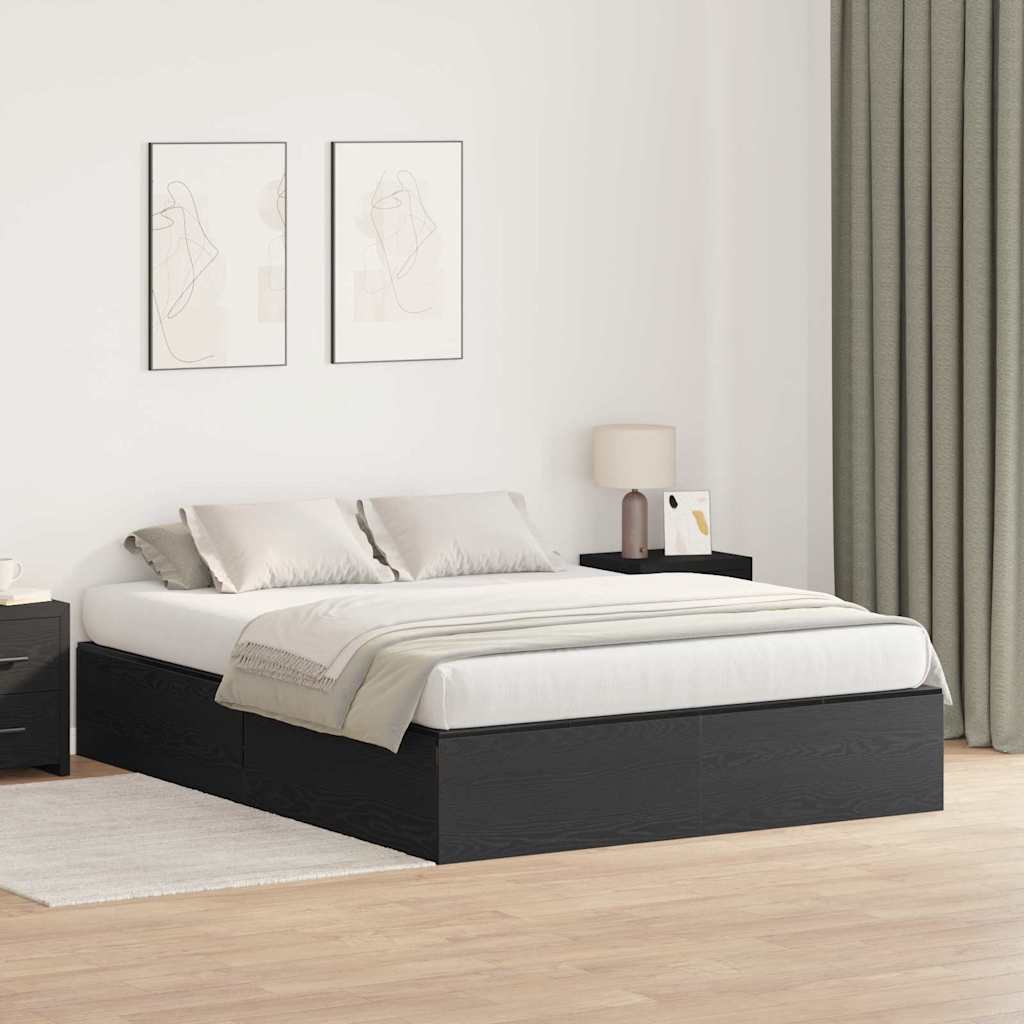 Krevet s ladicama Crni hrast 160 x 200 cm Konstruirano drvo