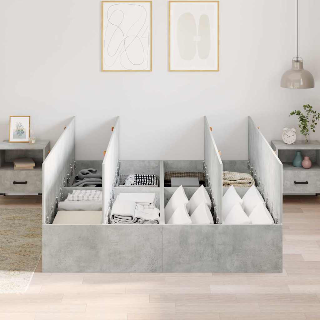 Krevet s ladicama Betonski sivi 160 x 200 cm Konstruirano drvo
