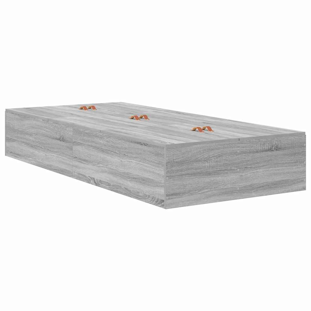 Krevet s ladicama Siva Sonoma 90 x 190 cm Konstruirano drvo