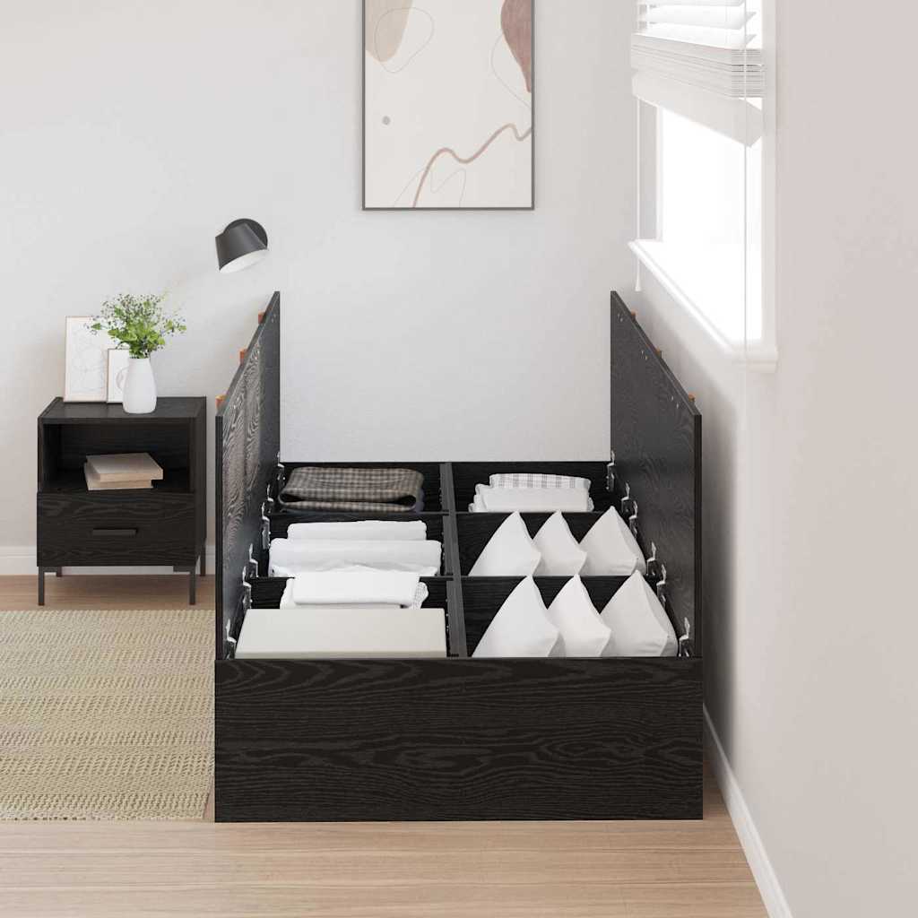 Krevet s ladicama Crni hrast 70 x 190 cm Konstruirano drvo