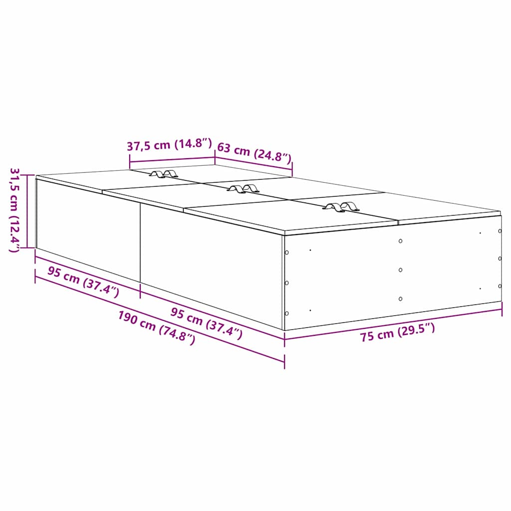 Krevet s ladicama Crni hrast 70 x 190 cm Konstruirano drvo