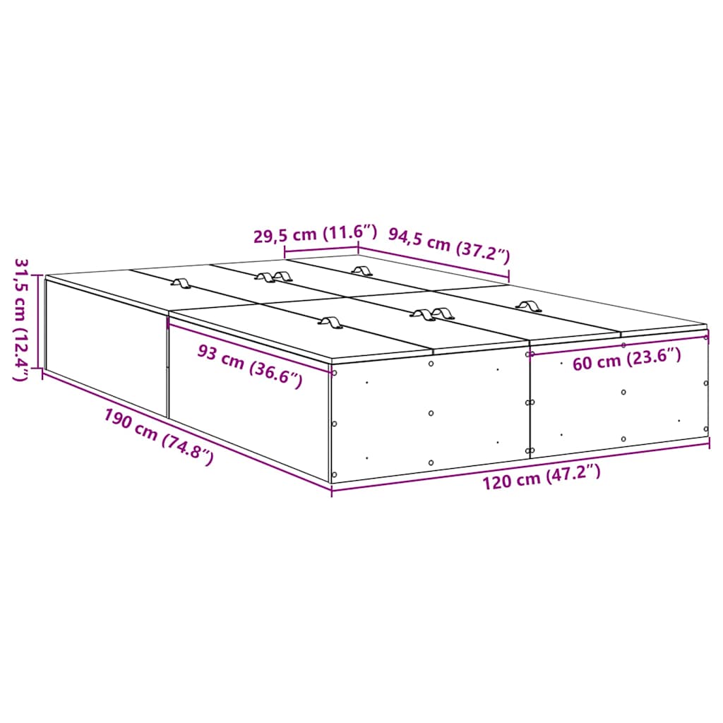 Krevet s ladicama Dimljeni hrast 120 x 190 cm Konstruirano drvo