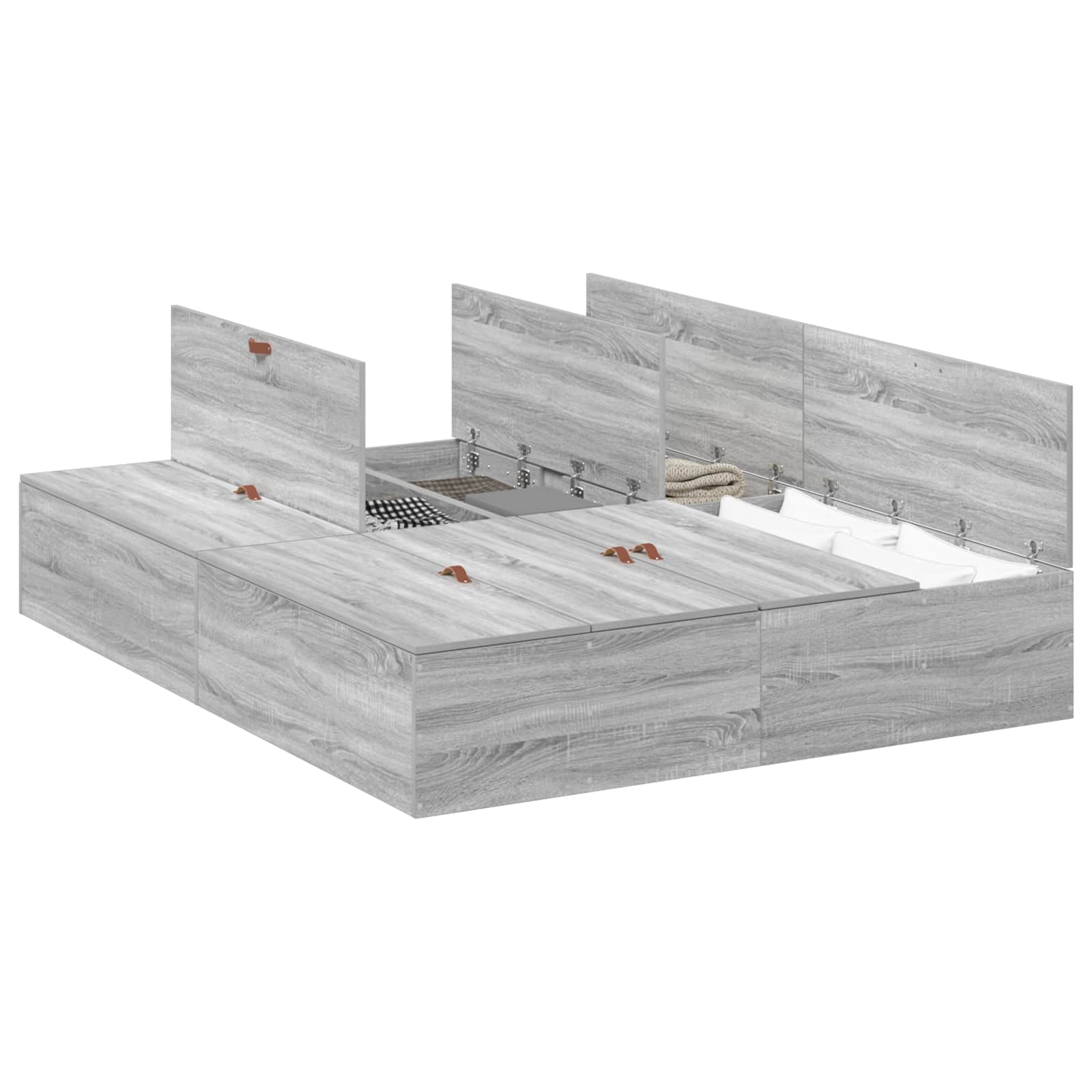 Krevet s ladicama Siva Sonoma 140 x 190 cm Konstruirano drvo