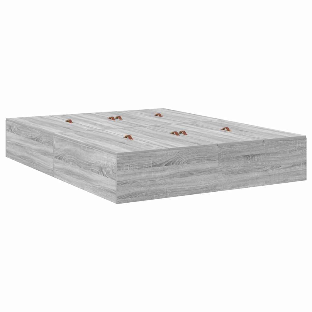 Krevet s ladicama Siva Sonoma 140 x 190 cm Konstruirano drvo