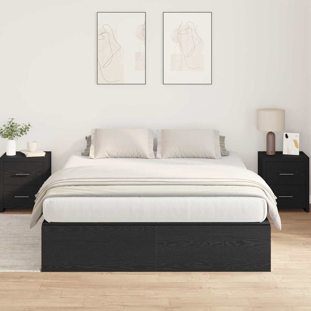 Krevet s ladicama Crni hrast 135 x 190 cm Konstruirano drvo