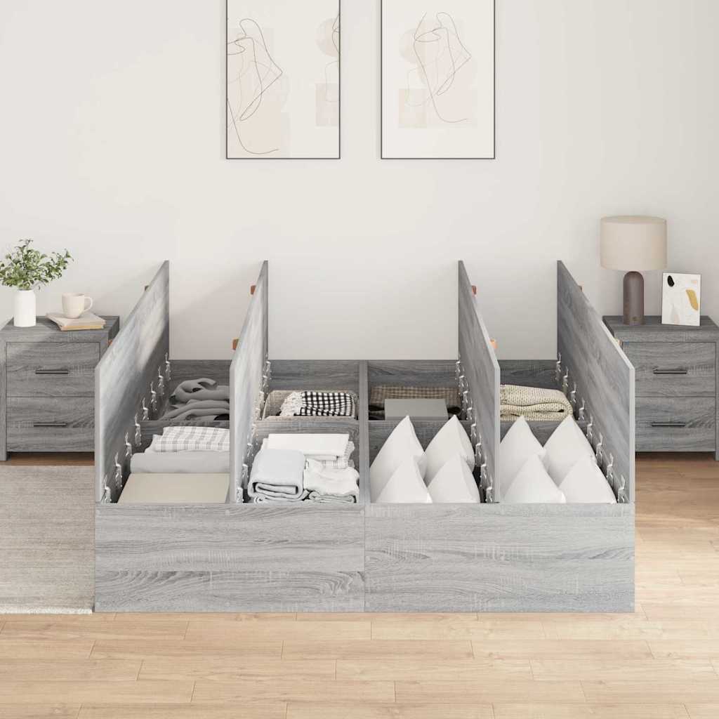 Krevet s ladicama Siva Sonoma 135 x 190 cm Konstruirano drvo