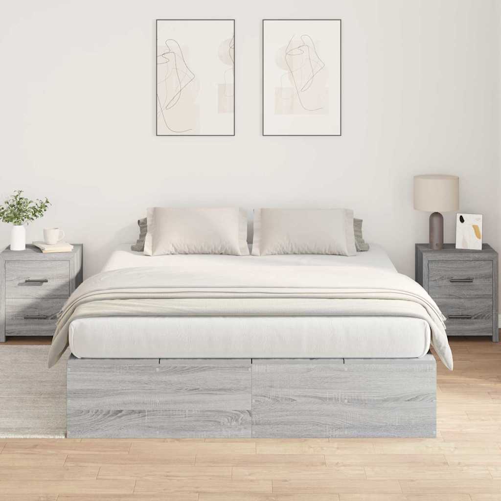 Krevet s ladicama Siva Sonoma 135 x 190 cm Konstruirano drvo