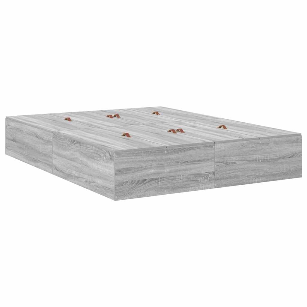 Krevet s ladicama Siva Sonoma 135 x 190 cm Konstruirano drvo