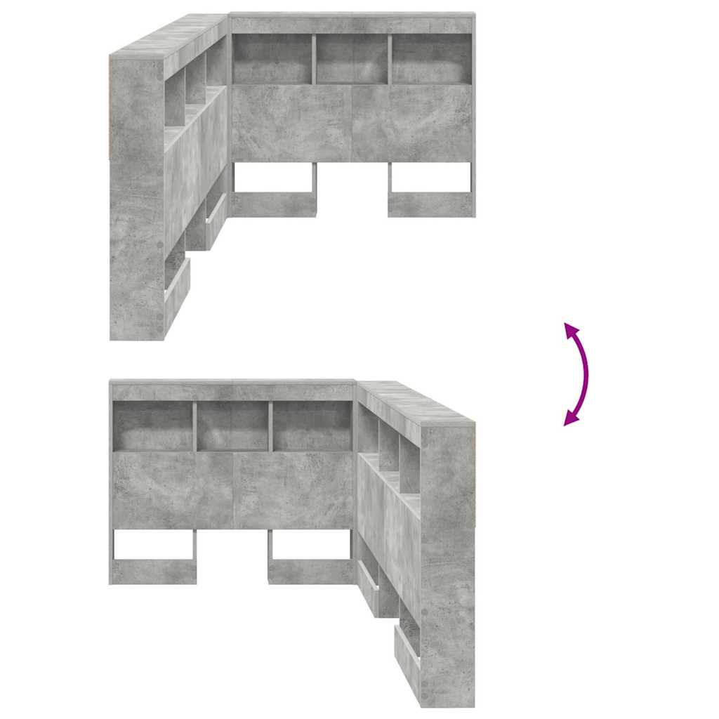 Skladišno uzglavlje Betonski sivi 90 cm Konstruirano drvo