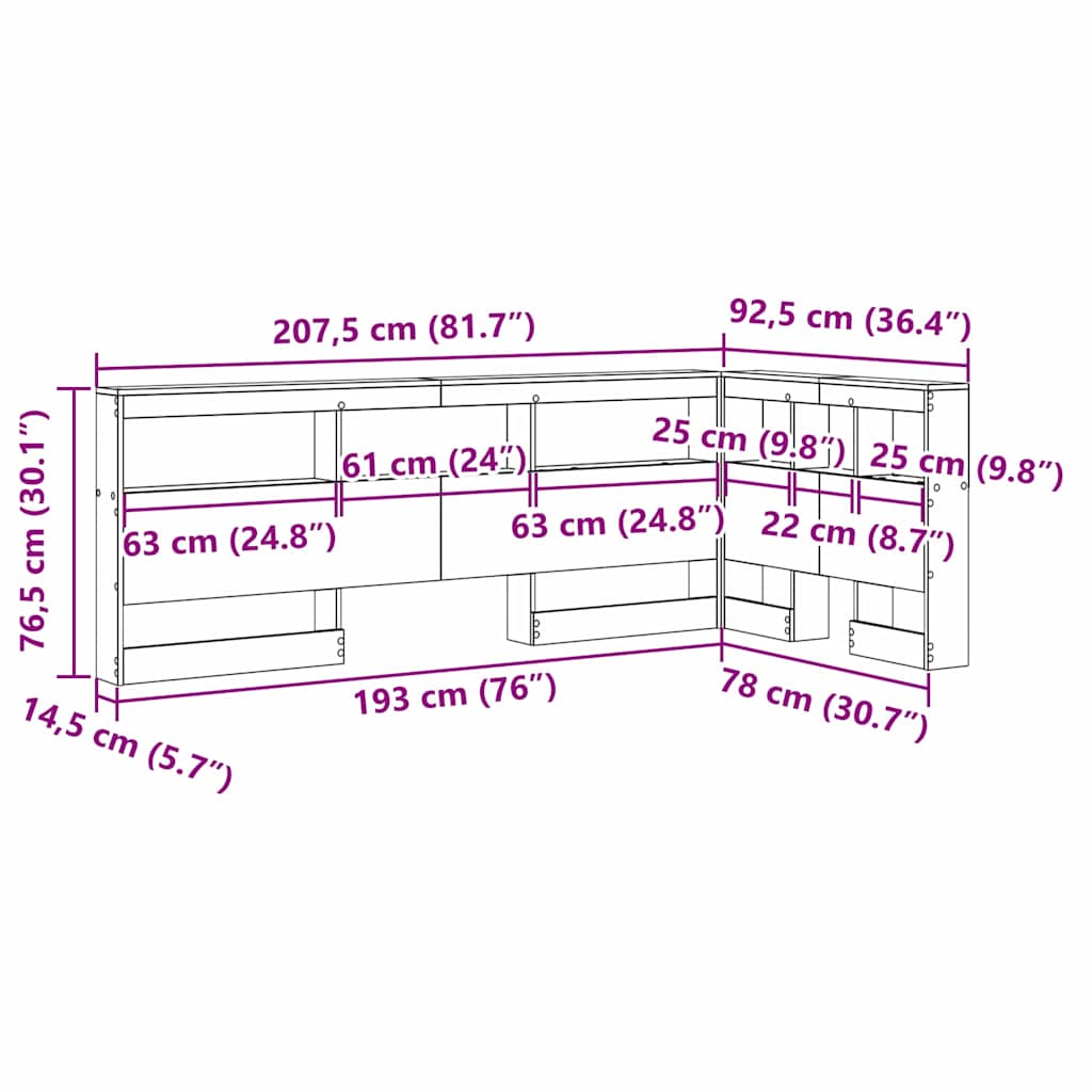 Skladišno uzglavlje Staro drvo 75 cm Konstruirano drvo