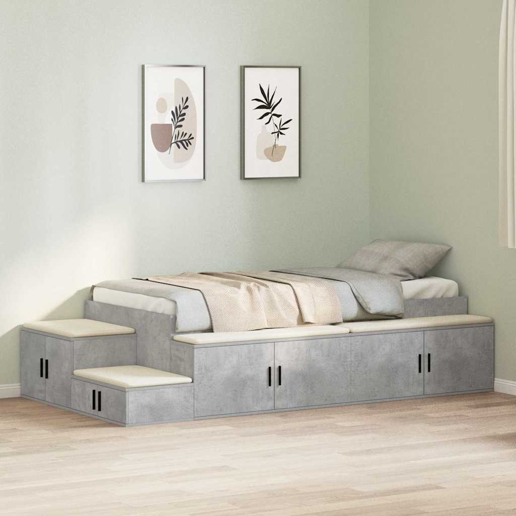 Krevet s ladicama Betonski sivi 80 cm Konstruirano drvo