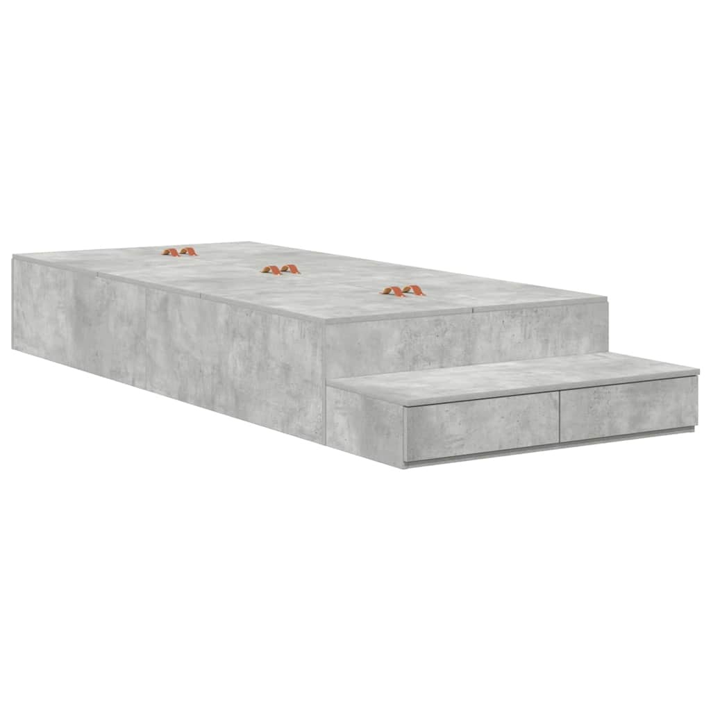 Krevet s ladicama Betonski sivi 100 cm Konstruirano drvo