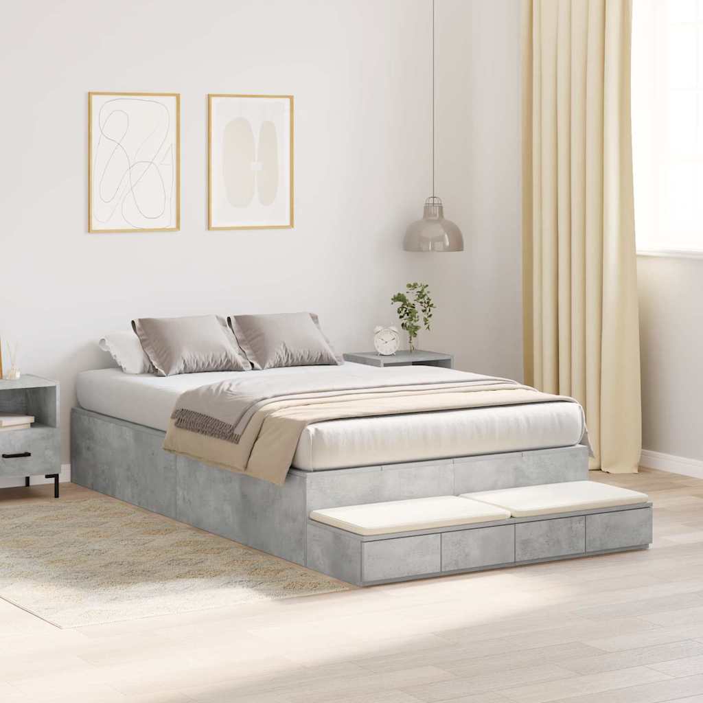 Krevet s ladicama Betonski sivi 120 cm Konstruirano drvo
