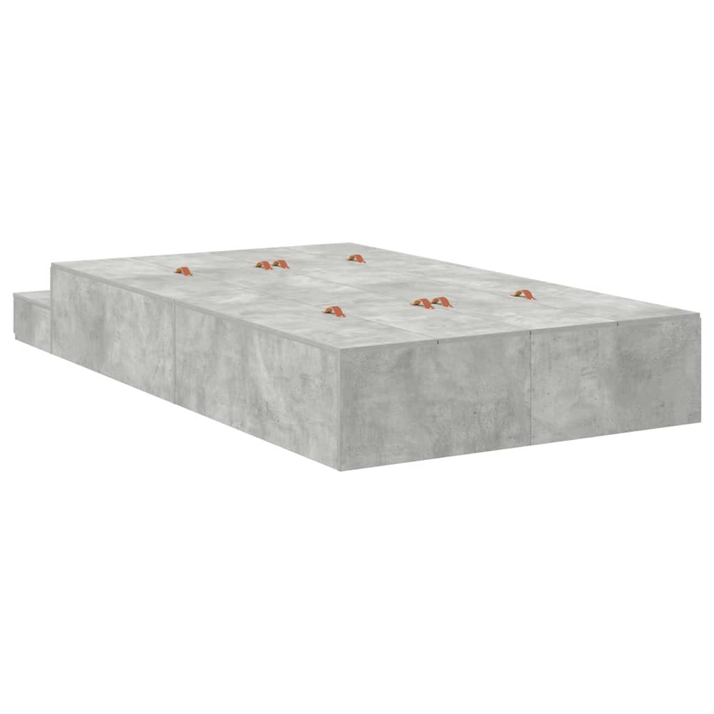Krevet s ladicama Betonski sivi 120 cm Konstruirano drvo
