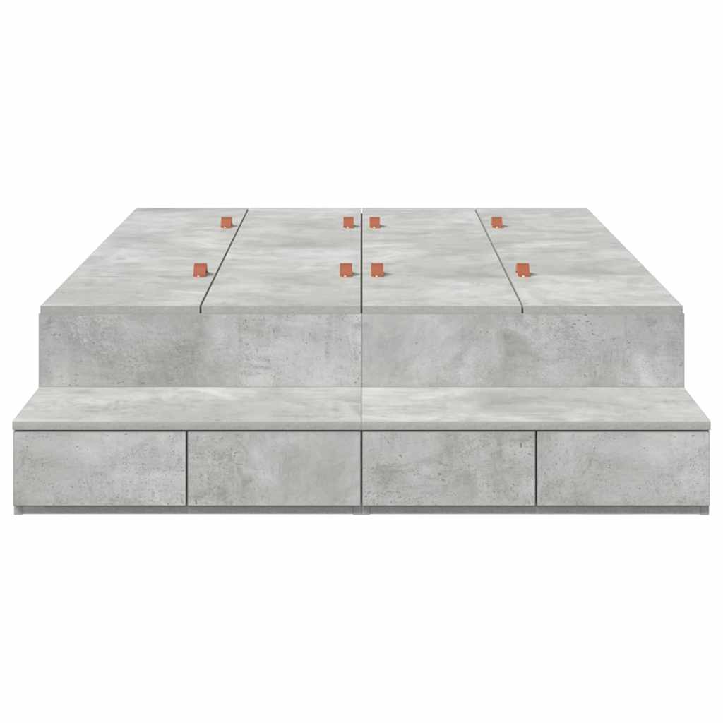 Krevet s ladicama Betonski sivi 120 cm Konstruirano drvo