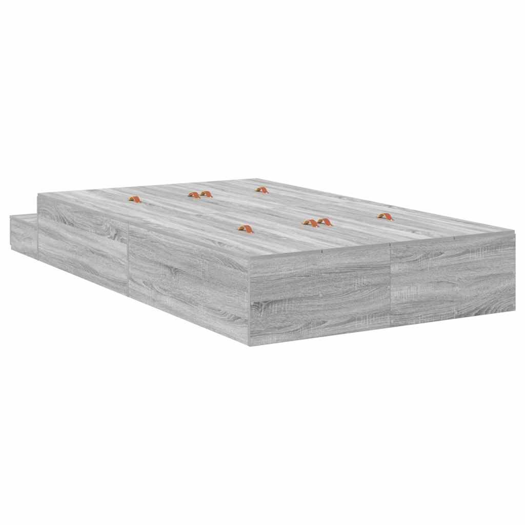 Krevet s ladicama Siva Sonoma 120 cm Konstruirano drvo