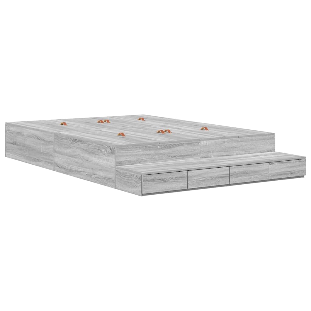 Krevet s ladicama Siva Sonoma 150 cm Konstruirano drvo