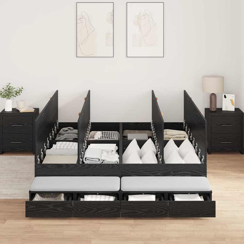 Krevet s ladicama Crni hrast 160 cm Konstruirano drvo