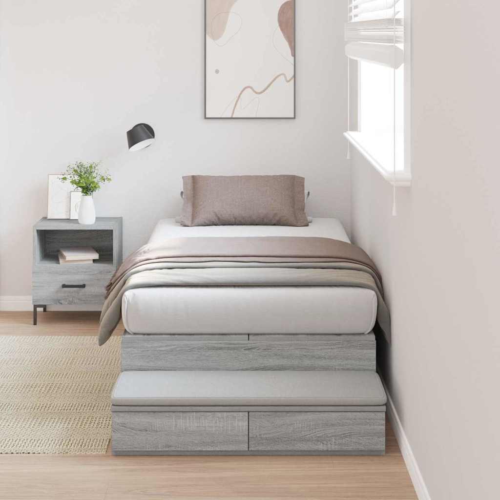 Krevet s ladicama Siva Sonoma 75 cm Konstruirano drvo