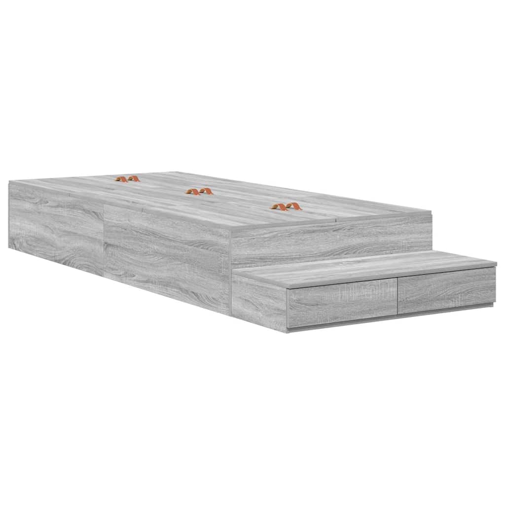 Krevet s ladicama Siva Sonoma 75 cm Konstruirano drvo
