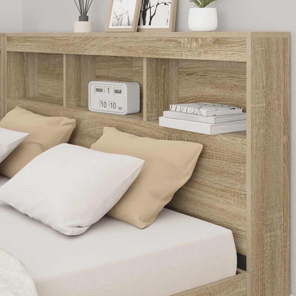 Krevet s policama sonoma hrast 160 x 200 cm Konstruirano drvo