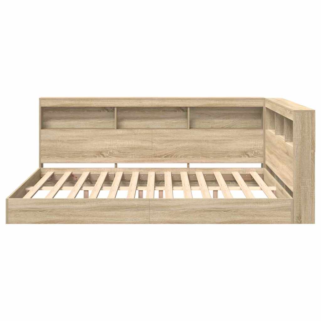 Krevet s policama sonoma hrast 160 x 200 cm Konstruirano drvo