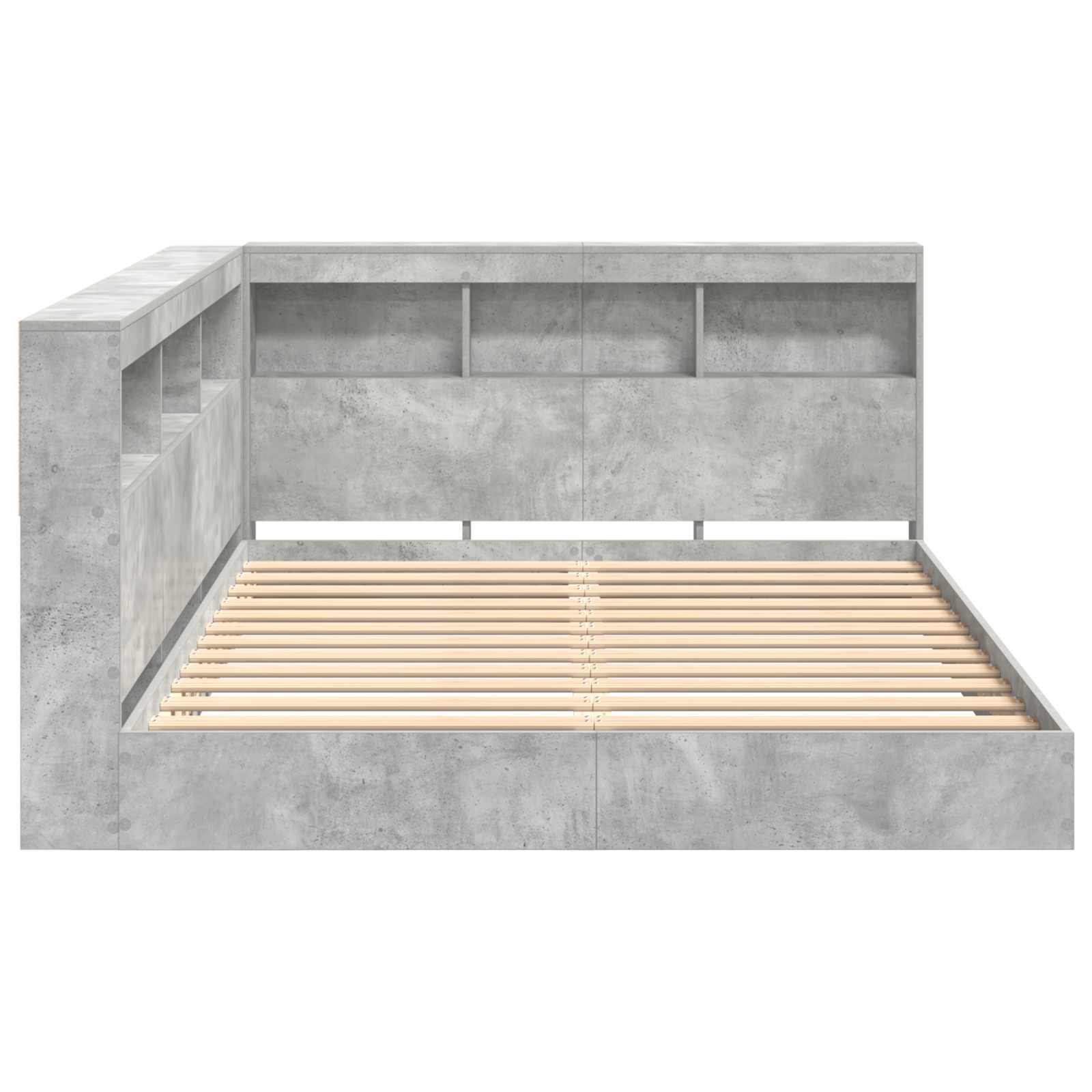 Krevet s policama Beton siva 160 x 200 cm Konstruirano drvo
