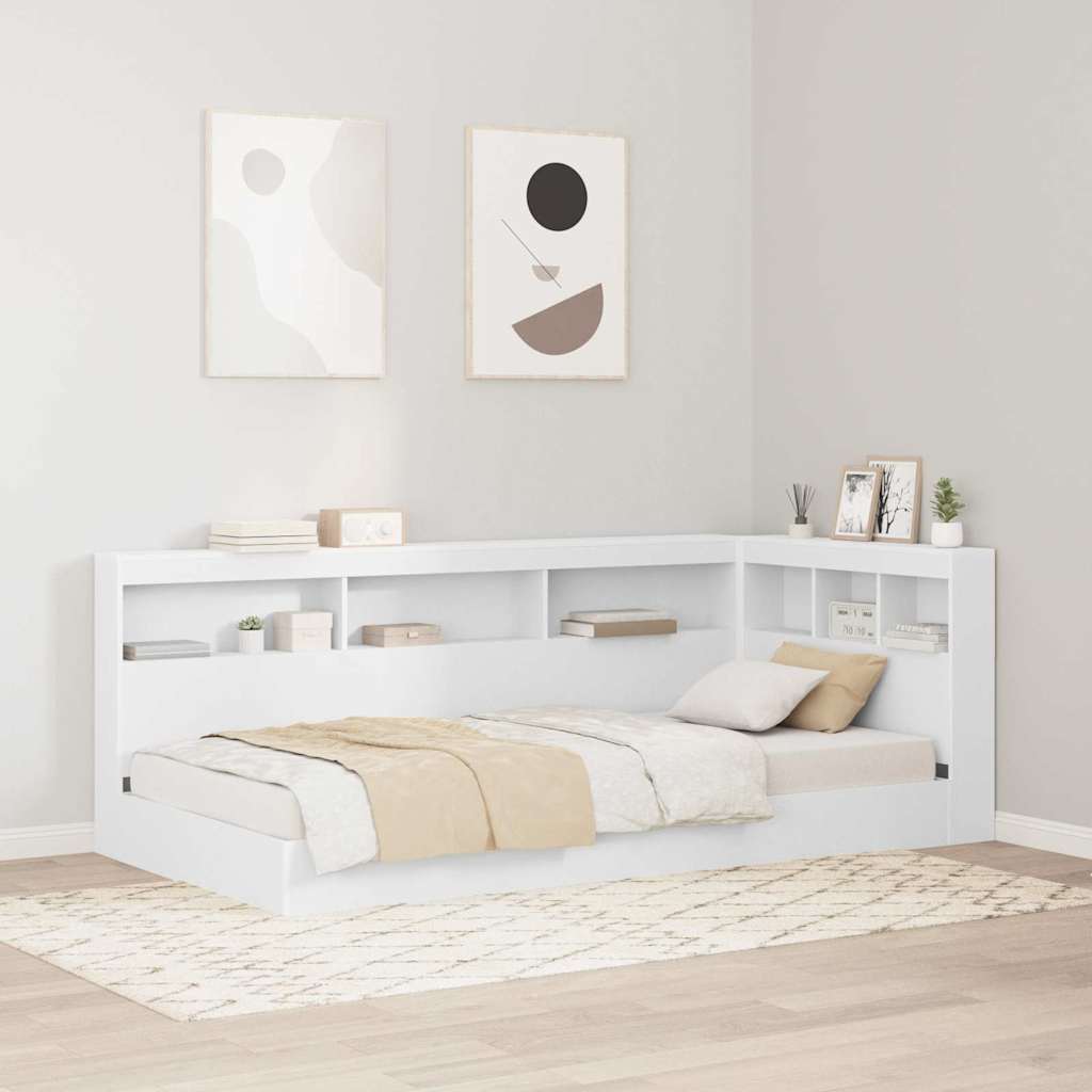 Krevet s policama Bijelo 90 x 190 cm Konstruirano drvo
